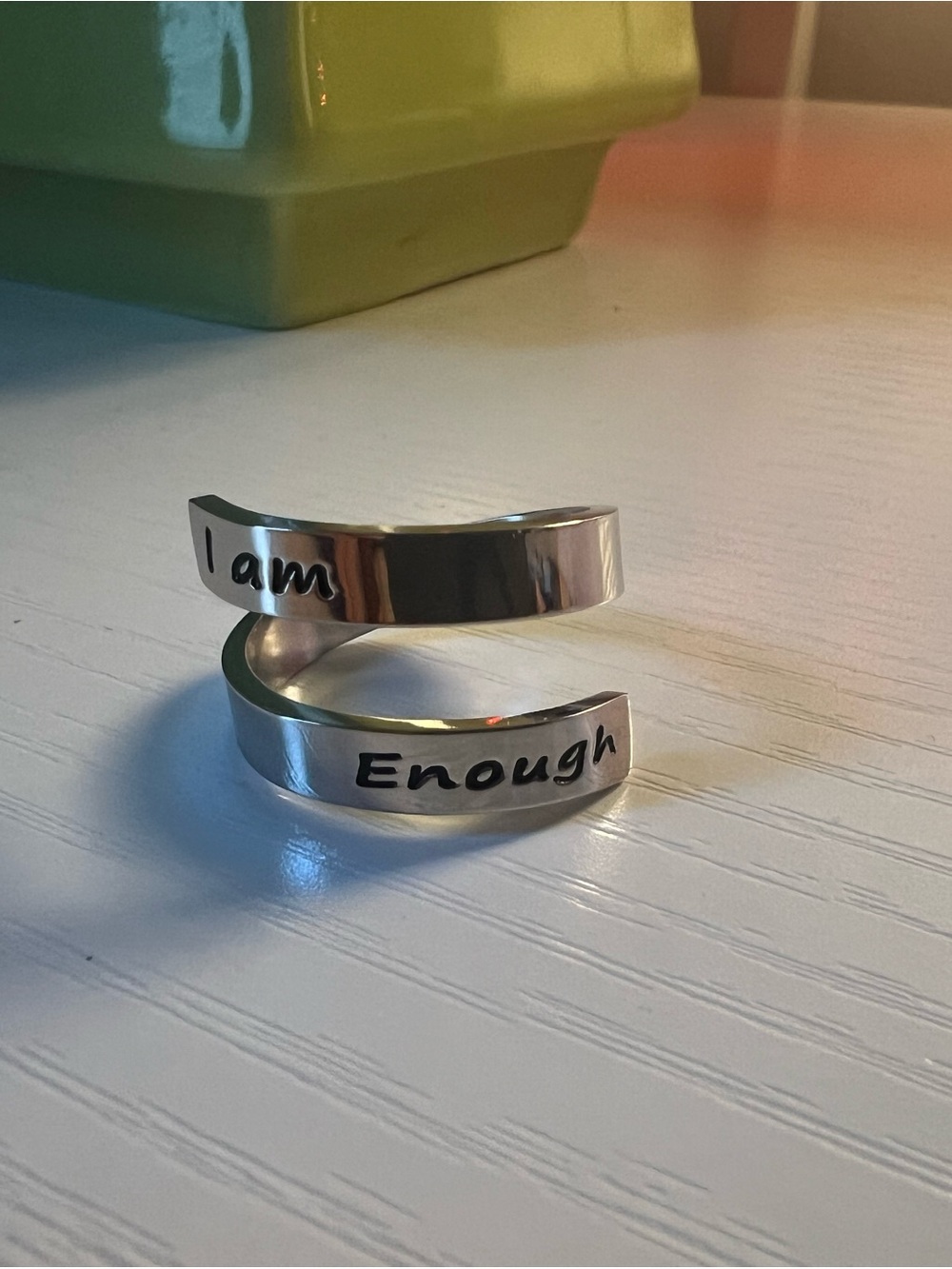 I Am Enough Sterling Silver Inspirational Cuff Bracelet